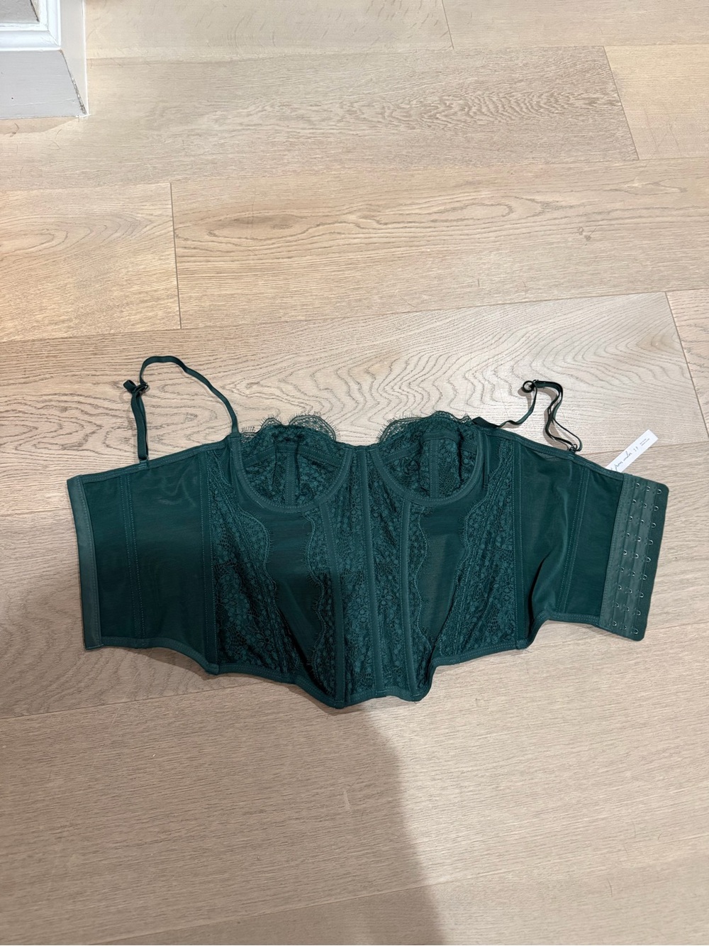Dark Green Lace Longline Bustier Corset Top